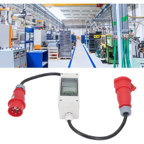 Hochstrom-Anschlusskabel mit 16A Stecker auf 16A Buchse, 5-poliger CEE-Adapter 220-380V und 240-415V, IP44, 5-adriger 2,5 mm² Kabeladapter mit 400V 16A Drehstrom-Leistungsschalter. (1/5)