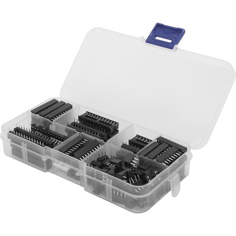 Supports de circuits intégrés et connecteurs CI, 66 pièces, broches plates 2,54 mm, boîte d'échantillons de douilles à puces, 8 types de spécifications. (1/5)