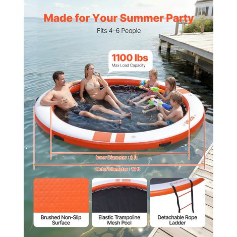 Quai Flottant Gonflable Rond Plateforme de Quai Gonflable 3,05 m pour Piscine Plage Mer Réunions Famille Sorties Amis Activités Nau… (1/5)