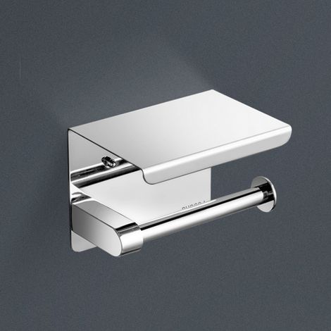 Porte-papier toilette avec support pour téléphone portable - Chrome Porte-rouleau de papier toilette Autocollant Porte-rouleau de papier toilette mural pour salle de bain (1/4)