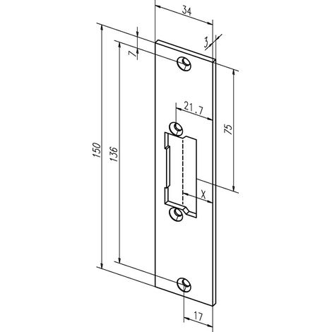 Fermeture plate 21C VA avec mécanisme B.34xL.150mm DIN L/D (1/2)