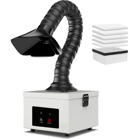 Aspirateur de fumée 45W avec filtre complexe 2-en-1, extracteur de fumée de bureau 207 m³/h, avec 4 pré-filtres, purificateur portable pour fumées de soudure, vapeurs laser et particules fines (Blanc) (1/5)