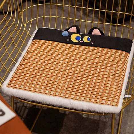Coussin rafraîchissant d'été pour siège, coussin de chaise de bureau, coussin de dossier, coussin antidérapant pour siège de voiture, tapis tatami, coussin chat noir dessin animé (1/5)