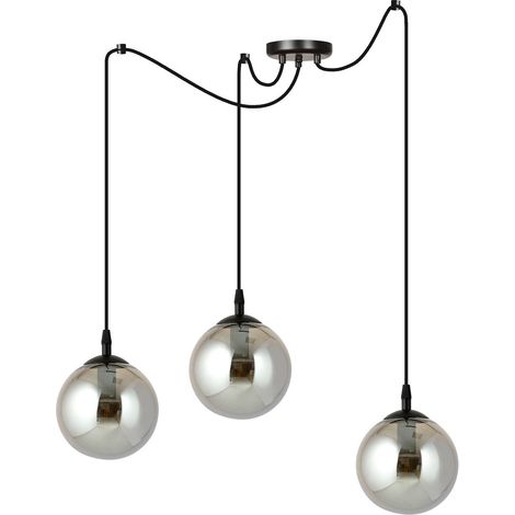 Suspension Emibig GIGI 3, 3xE14, verre noir graphite (1/4)