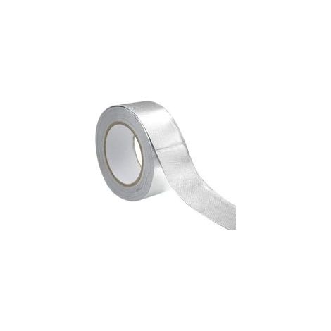 Ruban adhésif aluminium Bande d'étanchéité 5CM par 50m Epaisseur 0.08MM renforcé avec un tissu en maille de verre pour ventilations, Résistance aux hautes températures, Argent