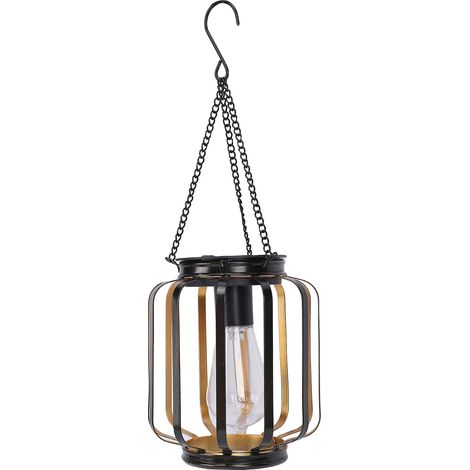 Ortviai Lanterne Solaire Extérieure en Métal Noir IP65 – Suspension Déco Jardin, Terrasse ou Balcon, 12 h d’autonomie