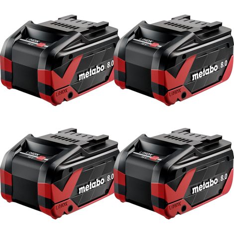 Metabo 4x Pack d'accumulateurs LiHDX 18 V 8,0 Ah CAS Li-Ion ( 4x 624975000 )