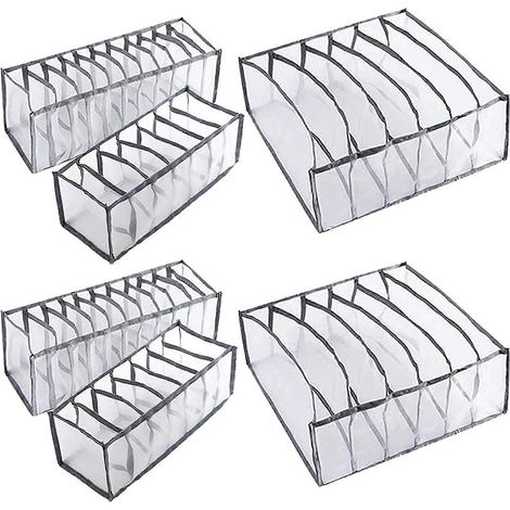 Organisateur de tiroir à sous-vêtements 6 pièces, boîte de rangement pliable pour soutiens-gorge et chaussettes --- (1/5)