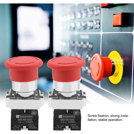 Ortviai Bouton d'arrêt d'urgence rouge 22 mm XB5 – 2 pièces, contact normalement fermé, 240 V (1/4)