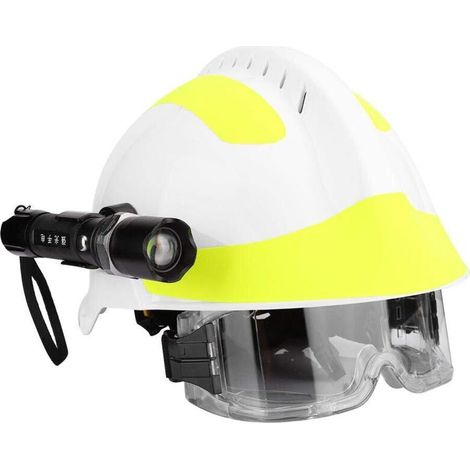 Casque De Pompier Professionnel Avec Lampe Frontale, Casque De Sécurité Anti-incendie Pour Mineur, Navire Et Travailleur Du Pétrole, Blanc (1/4)