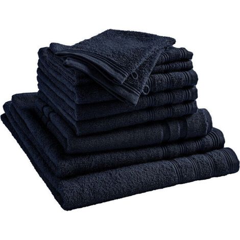 Komplettes 10-teiliges Badezimmer-Set „Spa“ / 400 g/m² – Farbe: „Spa“ Mitternachtsblau