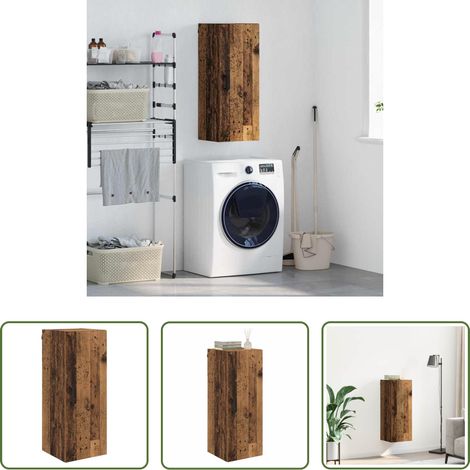 vidaXL Bois ancien - Meuble mural Bois Ancien 34,5 x 34 x 90 cm Bois d'ingénierie (1/5)