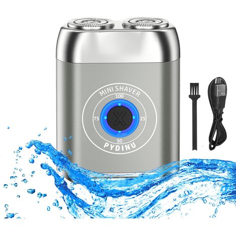 Mini-Elektrorasierer, neuer verbesserter Doppelkopf-Taschenrasierer, tragbarer Reise-Barttrimmer für Männer, wasserdichter Minirasierer, USB-C-wiederaufladbar (silber)
