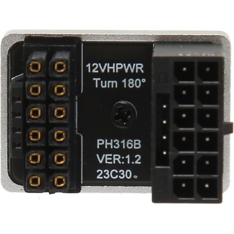 Adaptateur coudé ATX 16 broches mâle à 16 broches femelle, 180 degrés, 12V PCIe5.0 HPWR GPU, connecteur d'angle de rotation en U pour ordinateur de bureau, argent (1/5)