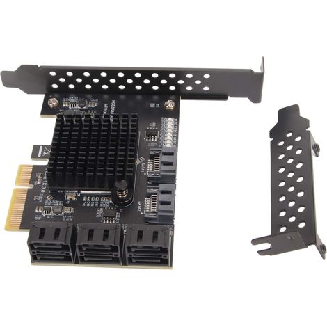 Cartes SATA 8 ports avec support hot swap et démarrage système, carte d'extension PCIE vers SATA 3.0, incluse équerre basse, compatible Windows et Linux (1/5)