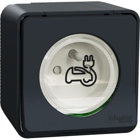 Toma de corriente de superficie Mureva Styl para coches eléctricos de Schneider Electric, color gris. SCHNEIDER ELECTRIC (1/5)