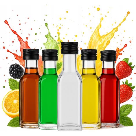 Set mit 100 MARASCA-Aufklebern, 20 ml, transparent, mit FI18-Folie (18 x 12 mm), Mini-Aufkleber für Alkohol, Tinktur, Alkohol, ätherisches Öl, Parfüm und Duft, wiederverwendbarer Stift, Innendurchmess (1/5)