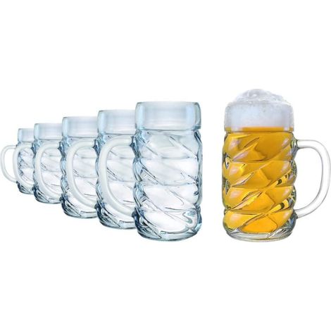 Lot de 6 chopes à bière de la collection 500 ml Passe au lave-vaisselle Dimensions : hauteur 13,4 cm Diamètre extérieur 9,5 cm (1/5)