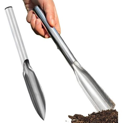 Gartenschaufel-Set – Edelstahl-Gartenschaufel – Zum Pflanzen und Graben – Ergonomisches Design – 32 cm, 2-teilig – Silber (1/5)