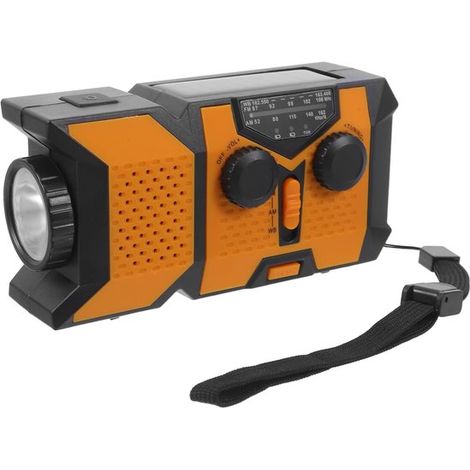 Radio portátil de emergencia con cargador manual y linterna LED. Radio multifuncional para acampadas y emergencias. Carga sin pilas para mayor co (1/5)