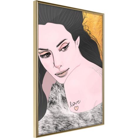 Affiche Murale Encadrée "Love Tattoo" 30 x 42 cm Or
