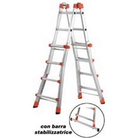 1PZ scala telescopica "peppina" in alluminio en 131 - 6+6 gr.- aperta cm.586h.- cm.66x24x167h.- kg.18