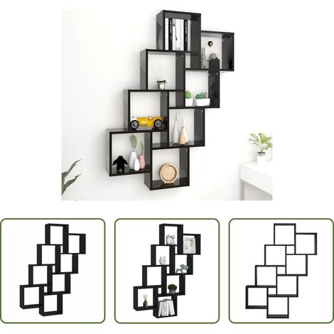 Rangement intérieur - Étagère murale cube Noir 90x15x119 cm Bois d’ingénierie (1/5)