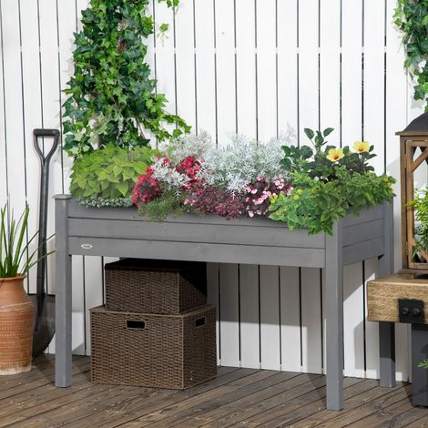 Jardinière sur Pieds Potager dim. 123L x 57l x 76H cm Inserts d'irrigation + Feutre de Drainage Bois Massif Sapin