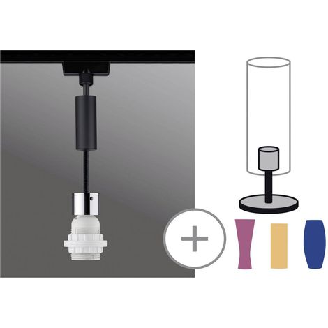 LUMINAIRE SUR RAIL HAUTE TENSION PAULMANN 96919 EEC: SELON LAMPOULE (A++ - E) MONOPHASÉ 20 W NOIR (MAT), CHROME 1 PC(S) (1/5)