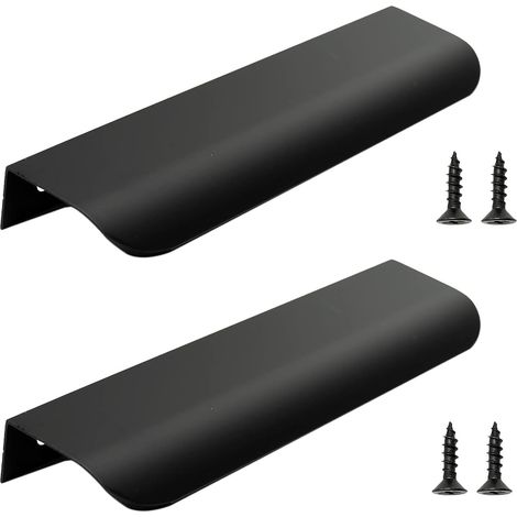 2 poignées de meuble invisibles dissimulées, en aluminium noir (1/5)