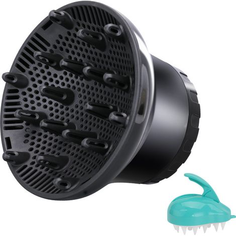 Sollbry Difusor universal para secador de pelo, ajustable para cabello rizado u ondulado, compatible con boquillas de 3,5 a 6,8 cm (negro) (1/5)