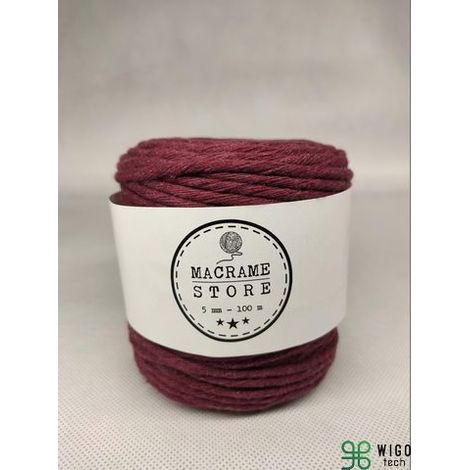 Cordón de macramé de algodón color burdeos 5 mm/100 m (1/3)