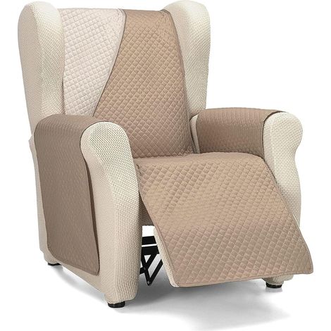 Housse de Fauteuil 1 Place Relax Confort Maximum et Ajustement Complet - Housse pour Fauteuil 1 Place et Fauteuil Relax Couleur Lin/Cuir (1/5)
