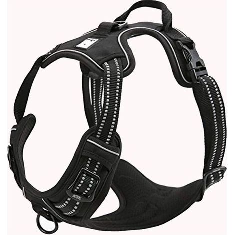 Harnais pour chien réfléchissant réglable dissuader tirer gilet pour animaux de compagnie Durable voiture Nylon TLH5651 chien laisse Husky (L) (1/4)