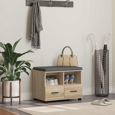 Flurbank mit Kissen mit Schubladen Sonoma-Eiche 60 x 38 x 46 cm
