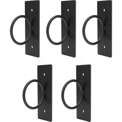 Lot de 5 supports décoratifs pour cordes de chanvre, fixation murale, crochet de plafond pour plantes suspendues, acier inoxydable 304 noir. (1/5)