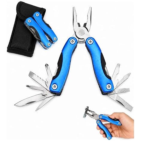 Pince Multifonctions 1 Pièce Pliable en Acier Inoxydable, Outil Compact avec Port-Bits & Lames Intégrées, Idéal pour Cyclisme, Randonnée & Camping (1/5)