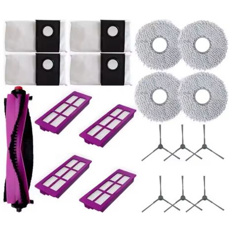 Kit d'accessoires pour aspirateur robot EUREKA J15 Pro Ultra : 1 brosse rotative principale, 4 filtres HEPA, 4 lingettes de nettoyage, 6 brosses latérales, 4 sacs à poussière (1/5)