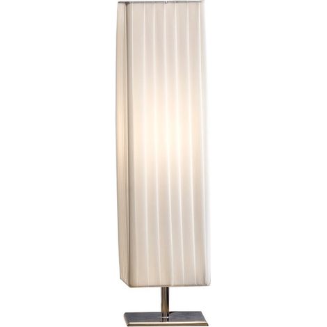 Lampe à poser design Art Déco 60 cm avec socle carré blanc et chrome pour salon et bureau - PANGIVO (1/3)