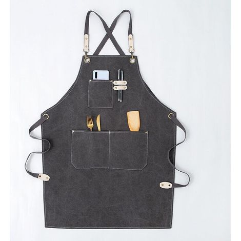 1 tablier de travail, toile durable, 80 cm, poche téléphone + poche crayons + poche outils, pour hommes et femmes (1/5)