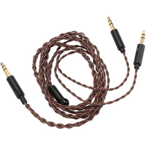 Câble de remplacement pour écouteurs Beyerdynamic T1 II, T5, MDR, Z7, Sundara, Arya et Ananda (prise jack 3,5 mm vers double prise jack 3,5 mm), longueur : 1,2 m (3,9 pi). (1/5)