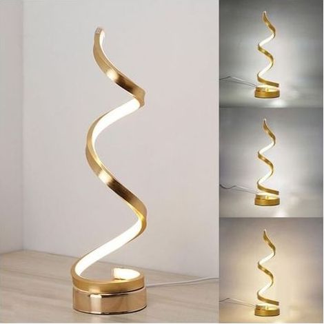 Lamp of bedside in LED spiral, Modern Lamp of Desk, 3 temperatures of color, Golden [Classroom energy E] (1/5)
