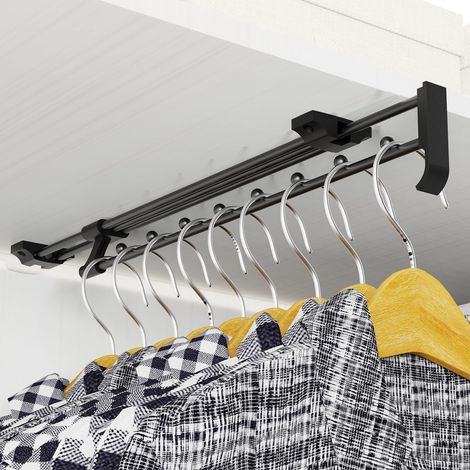 Tringle Coulissante Penderie,30 CM Tringle de Penderie Extensible,RéGlable Longueur Porte Cintre Coulissan,Tringle pour Penderie RéGlable Longueur pour Les Armoires et Les Zones de Rangement (30 CM)