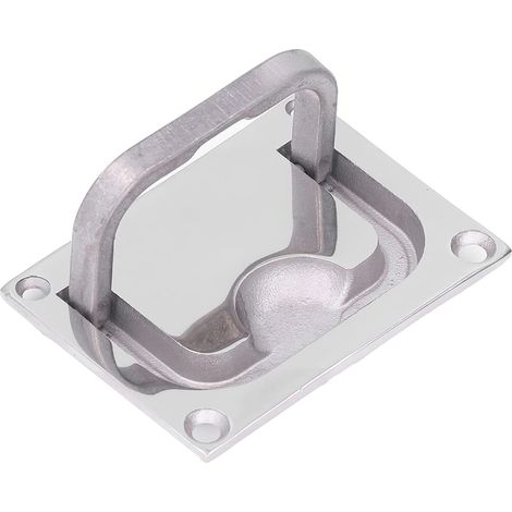 Anneau de Levage Carré - 1 Pièce - Acier Inoxydable 316 - Poignée Affleurante Résistante - Pour Bateau et Coffres - Finition Miroir (1/5)
