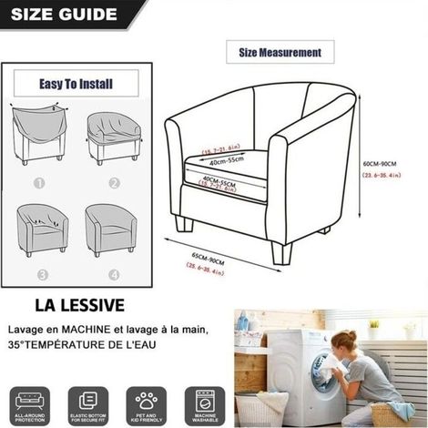 (Blanc)Housse de Fauteuil inclinable Housse de Fauteuil Relax, Housses de Protection- Fauteuil Housse pour Chambre à Coucher, Salon, Bar