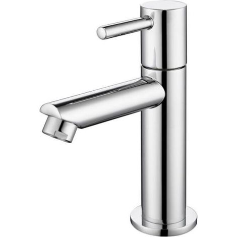 Robinet Eau Froide Robinetterie Lavabo pour Lave-Mains Robinet Salle de Bain Corps en Laiton Chromé Mousseur Démontable Haute Qualité (1/5)