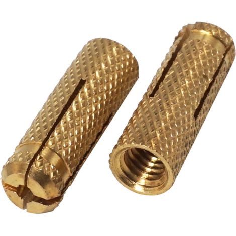 Chevilles en laiton M5x20mm - Lot de 50 - Fixation maçonnerie robuste - Pour béton et brique - Jaune (1/5)