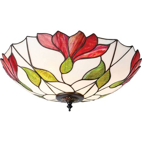Interiors Botanica - Soffitto a 2 luci grande a filo bronzo scuro chiaro, vetro Tiffany, E27 (1/4)