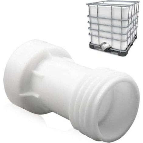 Accessorio per serbatoio IBC, adattatore IBC s60 x 6, distanziale di estensione 60 mm, valvola per serbatoio da 1000 litri, filettatura grossa in plastica, raccordo dritto per contenitore IBC s60 x 6. (1/5)