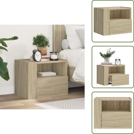 Comodino in legno multistrato - vidaXL Comodino a Muro Rovere Sonoma 45x30x35 cm - Comodino in Rovere Sonoma